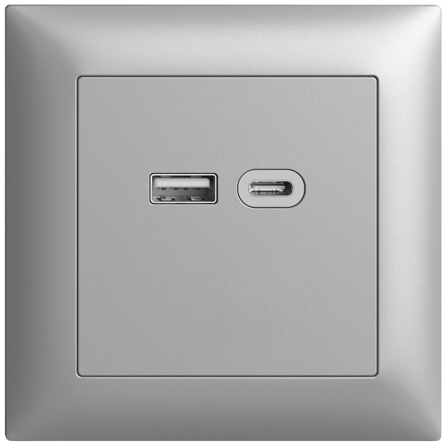 Prise ENC USB 18W type A + type C Feller EDIZIOdue FMI 230V 3600mA silver
