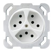 Einsatz zu UP-Steckdose basico 3×Typ 13 mit Befestigungsplatte weiss