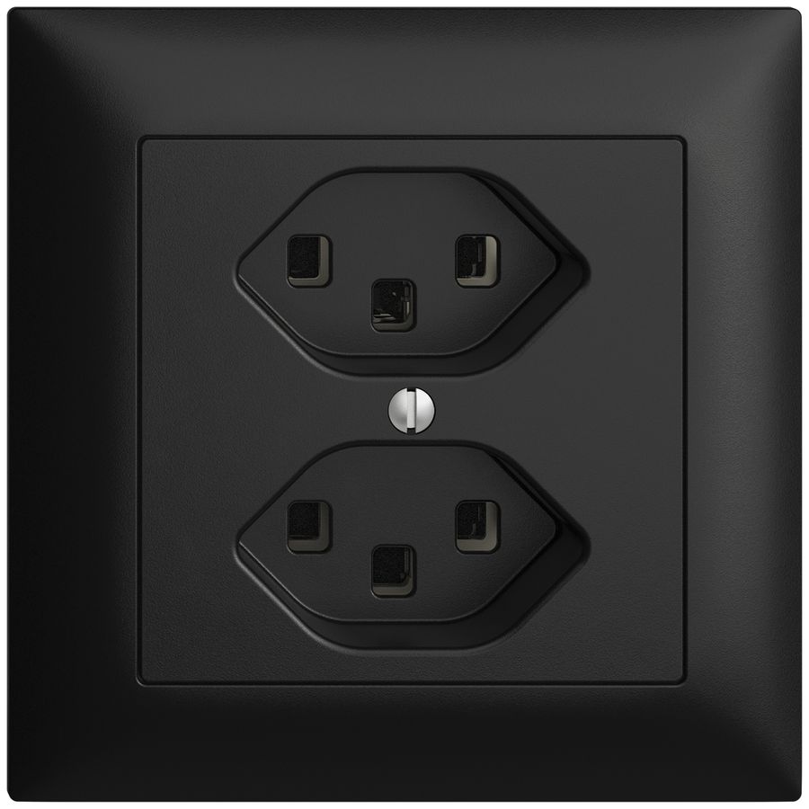 UP-Steckdose 2×T23 16A EDIZIOdue schwarz, mit Steckklemmen