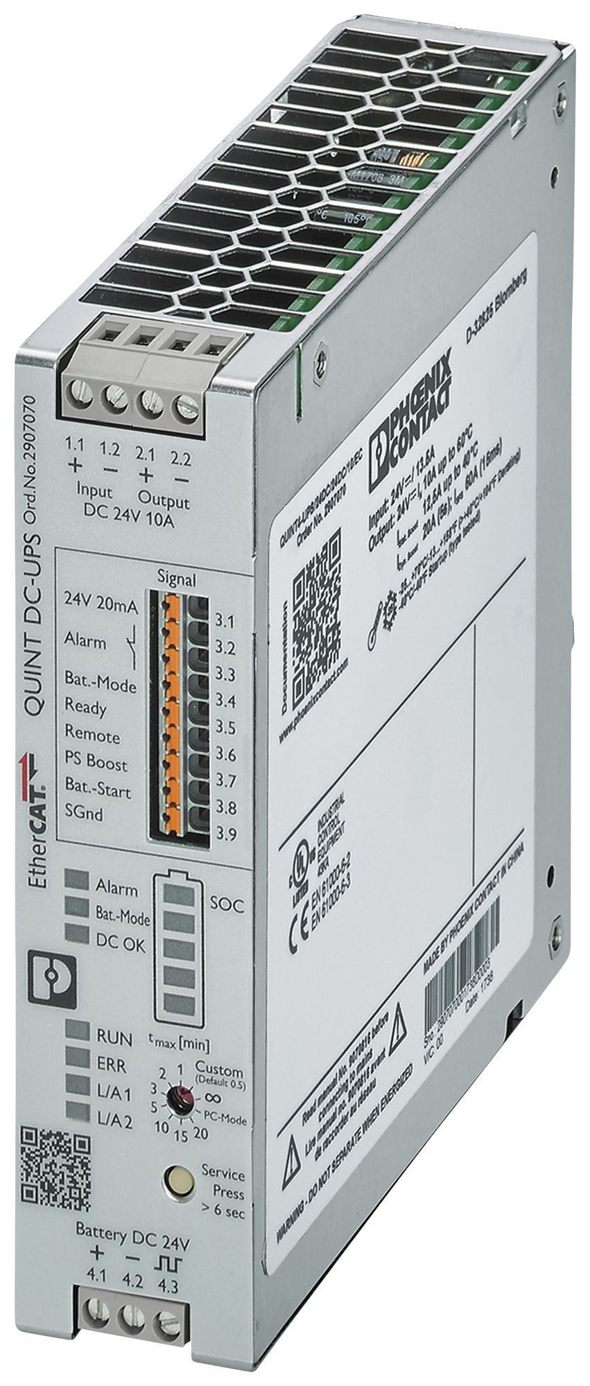 Impianto UPS PX QUINT4-UPS/24DC/24DC/10/EC EtherCAT IN:24VDC OUT:24VDC/10A