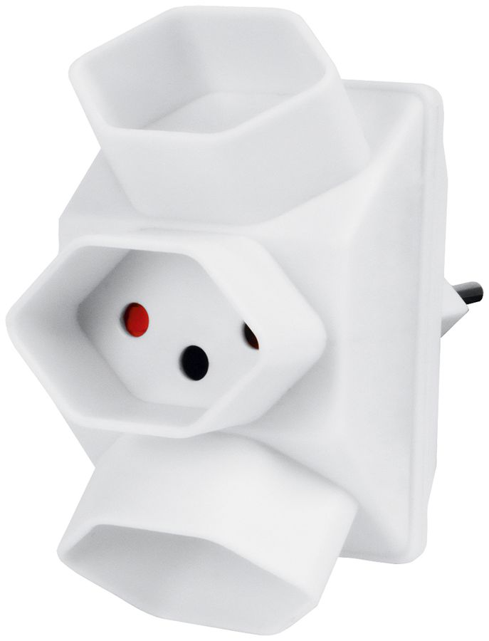 Fiche multiple Steffen 3×T13 en étoile 10A 230V IP20 blanc