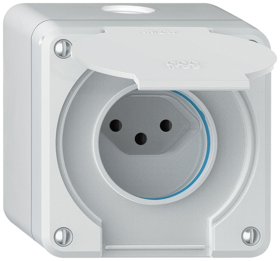 AP-Steckdose robusto 1×Typ 13 IP55 weiss