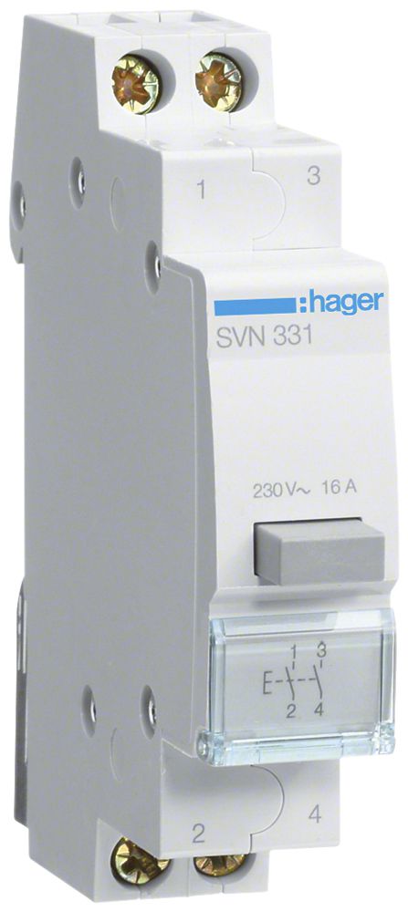 EB-Taster Hager 16A 230V 2 Schliesser 0 Öffner 0 Wechsler Knopf grau 1TE