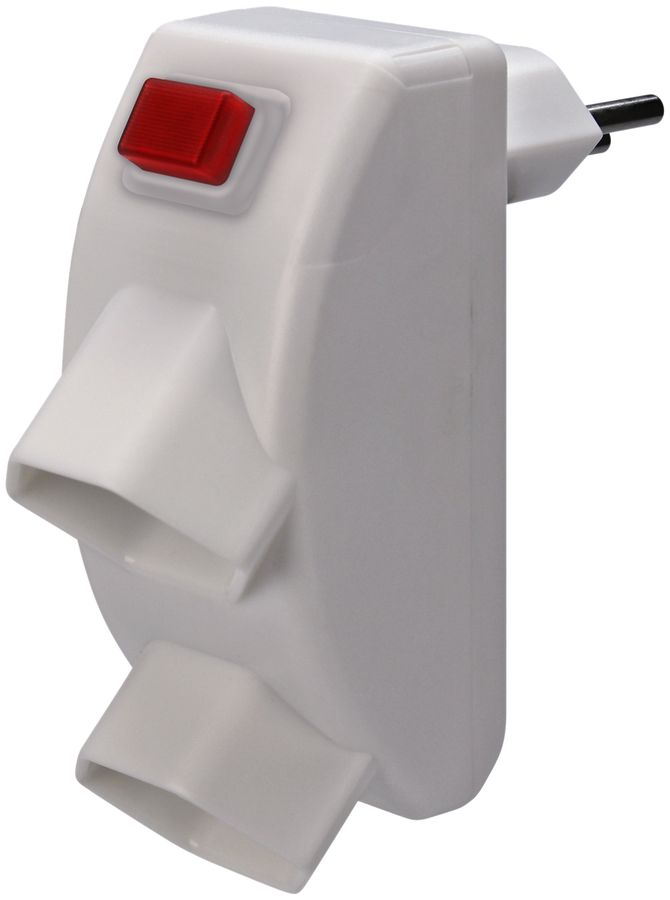 Mehrfachstecker STEKO QUARTER 2×T13 mit Schalter weiss