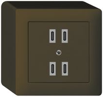 Prise de charge USB AP Hager kallysto 2×C-C 2×20W ou 4×10W 5V 86×86mm brun