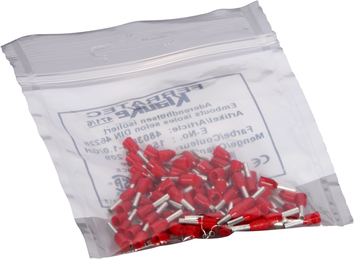 Aderendhülse Ferratec DIN isoliert 1mm²/6mm rot