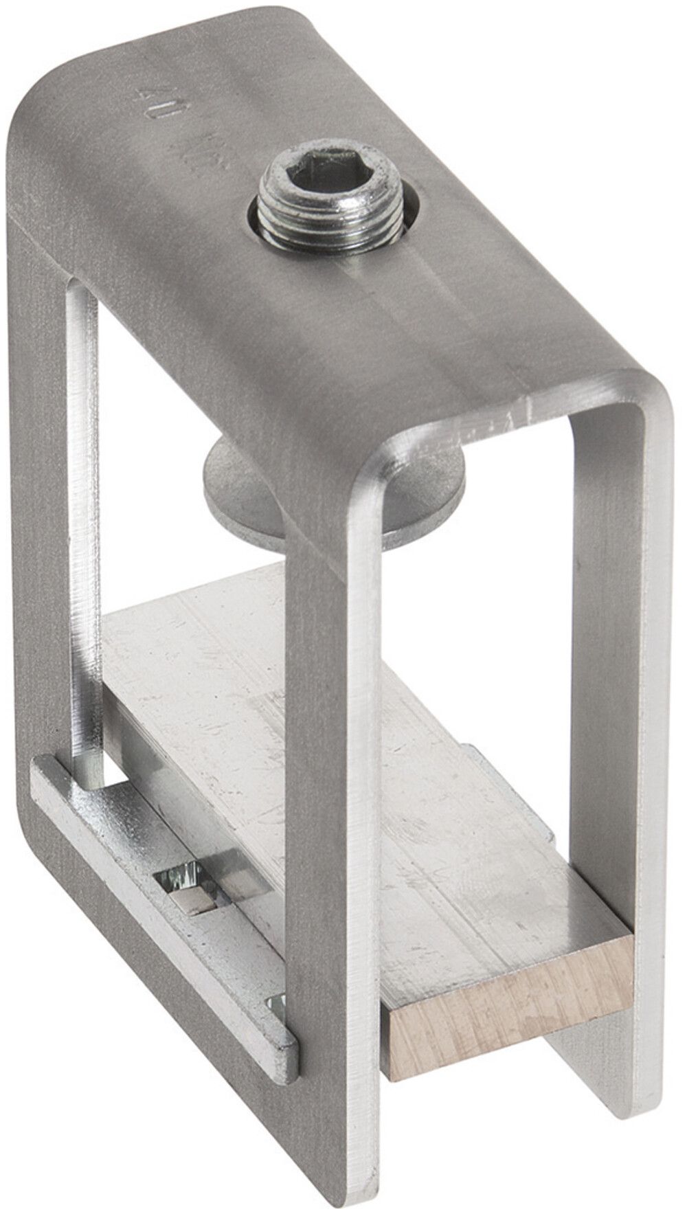 Borne de contact sur profil T/2×T rails lamellés Cu/plats espace serrage 51×21mm