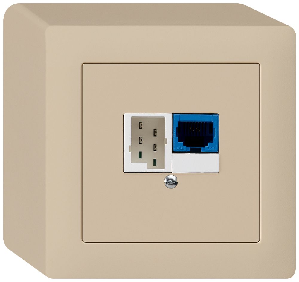 Boîte DSL AP 1×RJ45/1×T+T beige