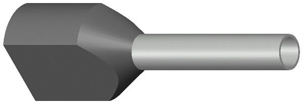 Zwillings-Aderendhülse isoliert 2×0.75mm² L=10mm Typ DIN grau
