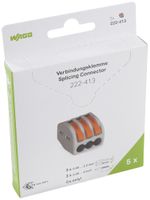 Morsetto d.connessione WAGO 222-413 blister 5 pezzi 3L 0.08…4mm² 32A 400V grigio