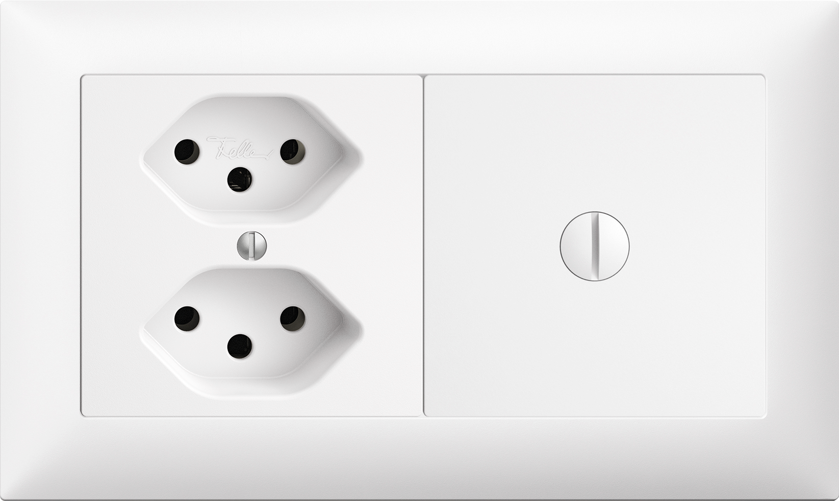 UP-Kombination Edue 1x2, Steckdose 2×T13 + Blindabdeckung ws