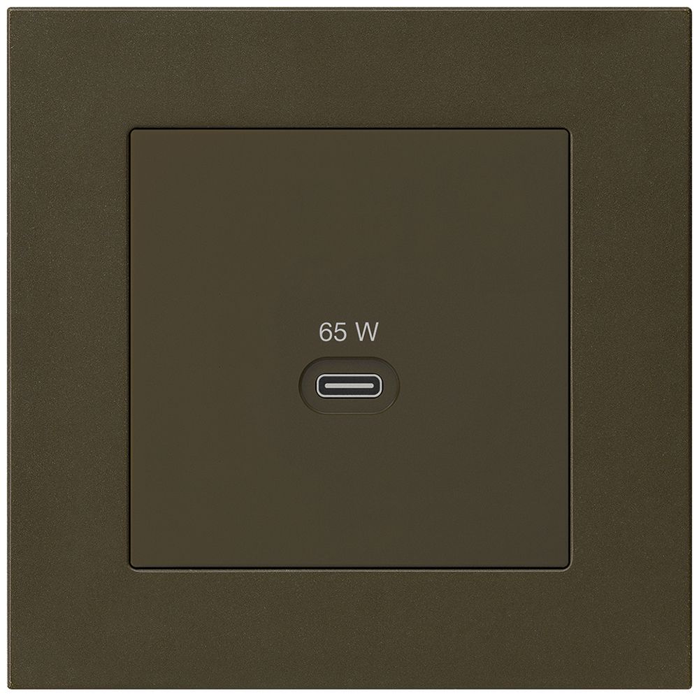 UP-USB-Ladesteckdose Hager kallysto.pro Typ C 65W 3250mA braun