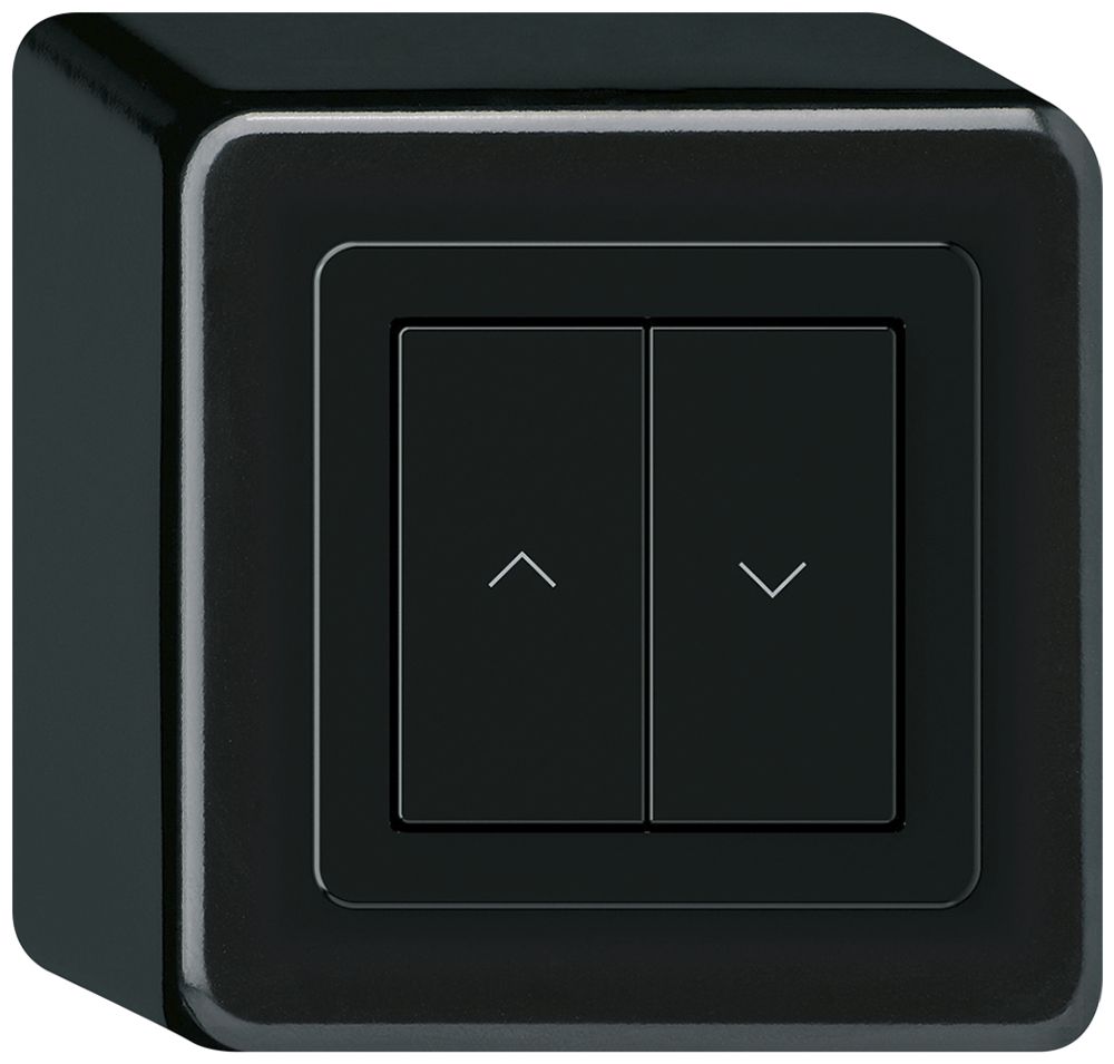 Poussoir pour stores KNX AP Hager BA basico Q double 88×88mm noir