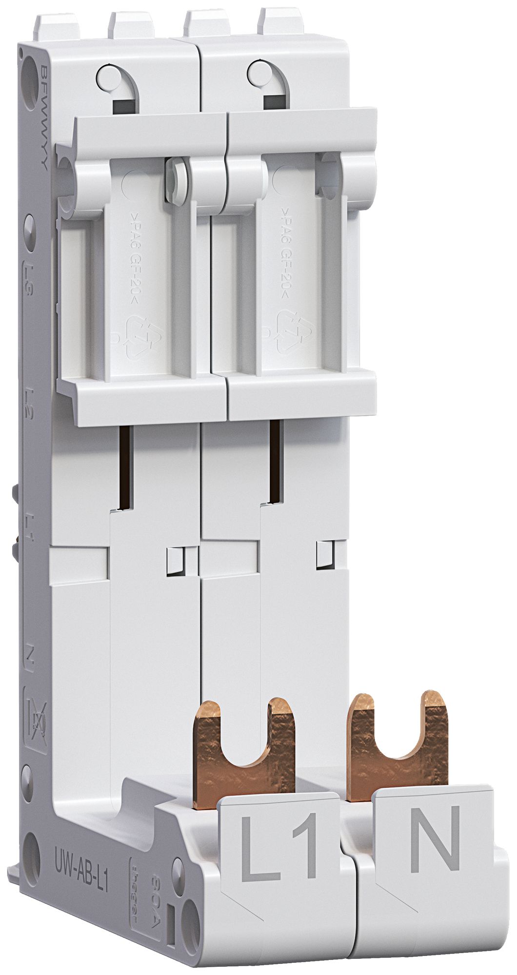 Adattatore Hager uniway Bi-Connect 80A, 2P, L1N