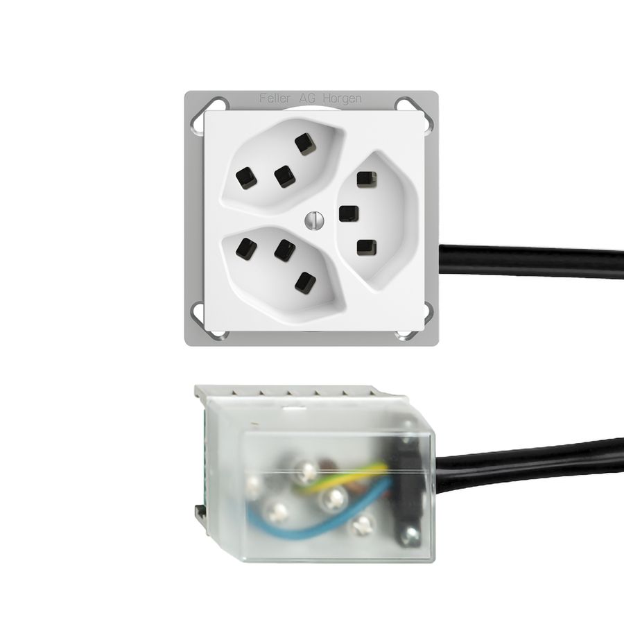 Prise INC 3×T23 16A blanc L2 EDIZIOdue pour Ecobus power