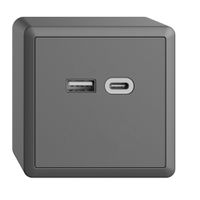 Prise AP USB 18W type A + type C Feller EDIZIOdue FX54 230V 3600mA gris foncé