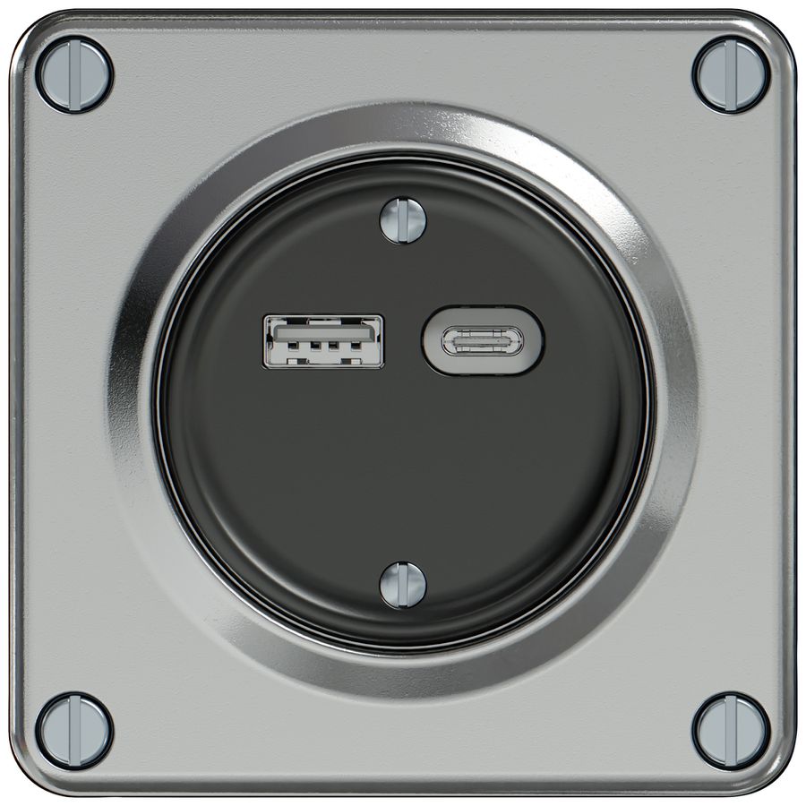 Prise de charge USB ELEMENT 1×USB-A 1×USB-C 3600mA aluminium