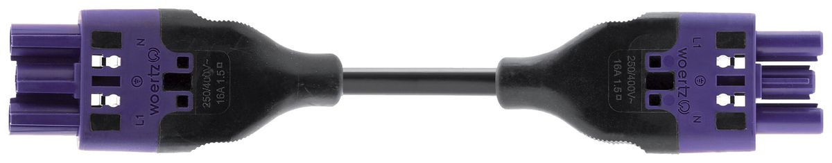 Verbindungsleitung Woertz 49343/C1 3×1.5mm² 250V 16A 5m vi Buchse-Stecker Cca