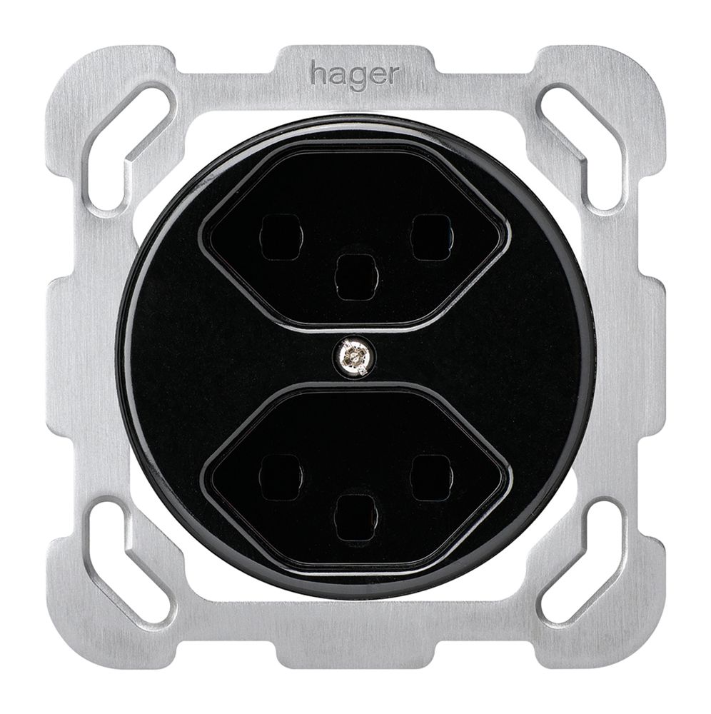 Einsatz zu UP-Steckdose basico 2×Typ 23 schwarz mit Steckklemmen