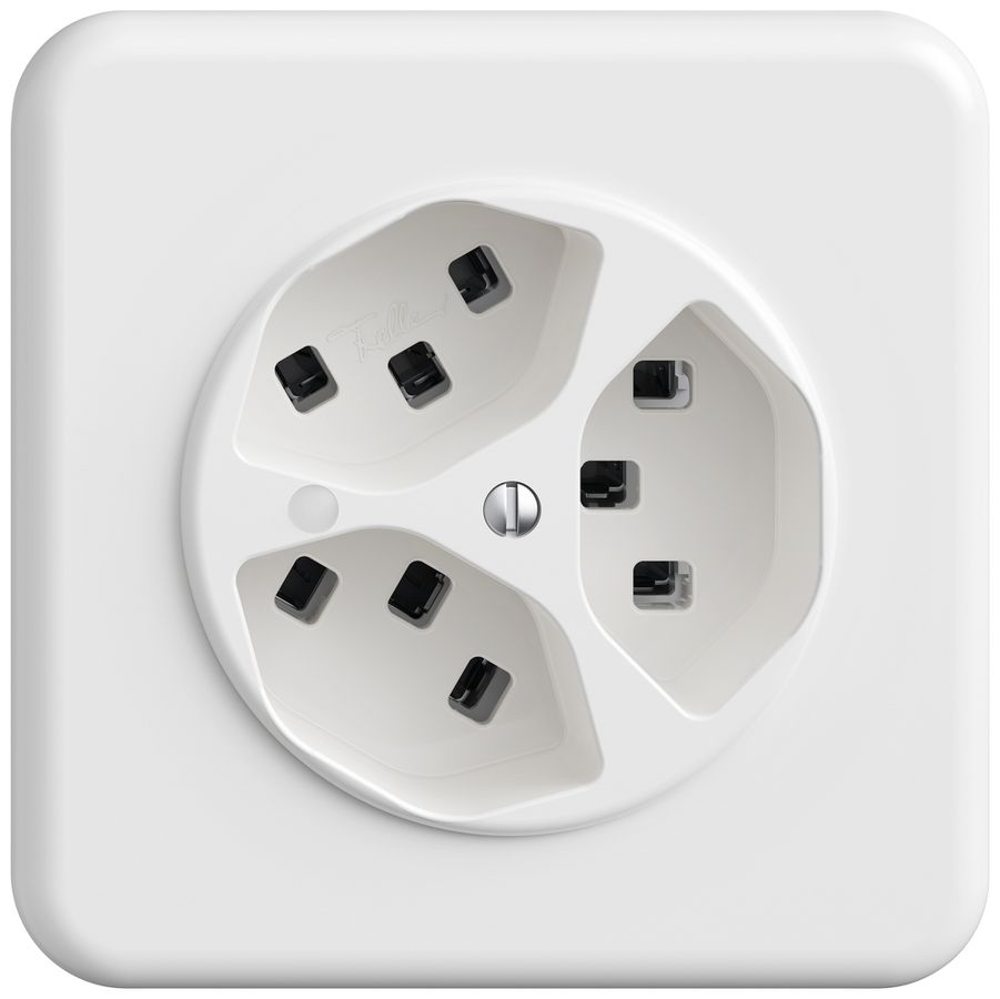 UP-Steckdose STANDARDdue SNAPFIX® 3×T23 mit LED ws