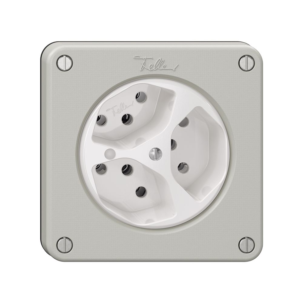 Steckdose NEVO, 3×T13, m.LED, lichtgrau