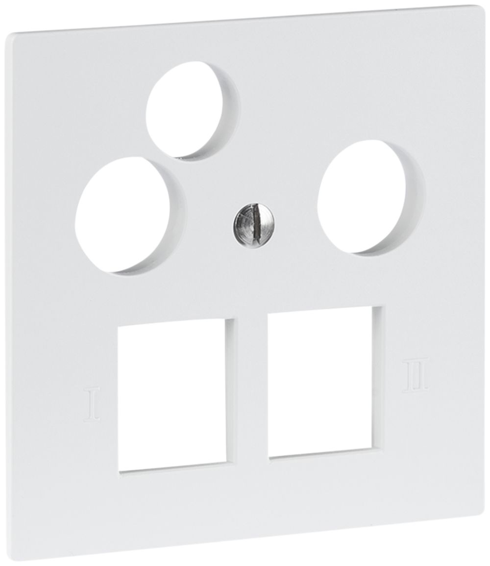 Plaque frontale R&M MiniDat 2×RJ45 3×coaxial 60×60mm blanc