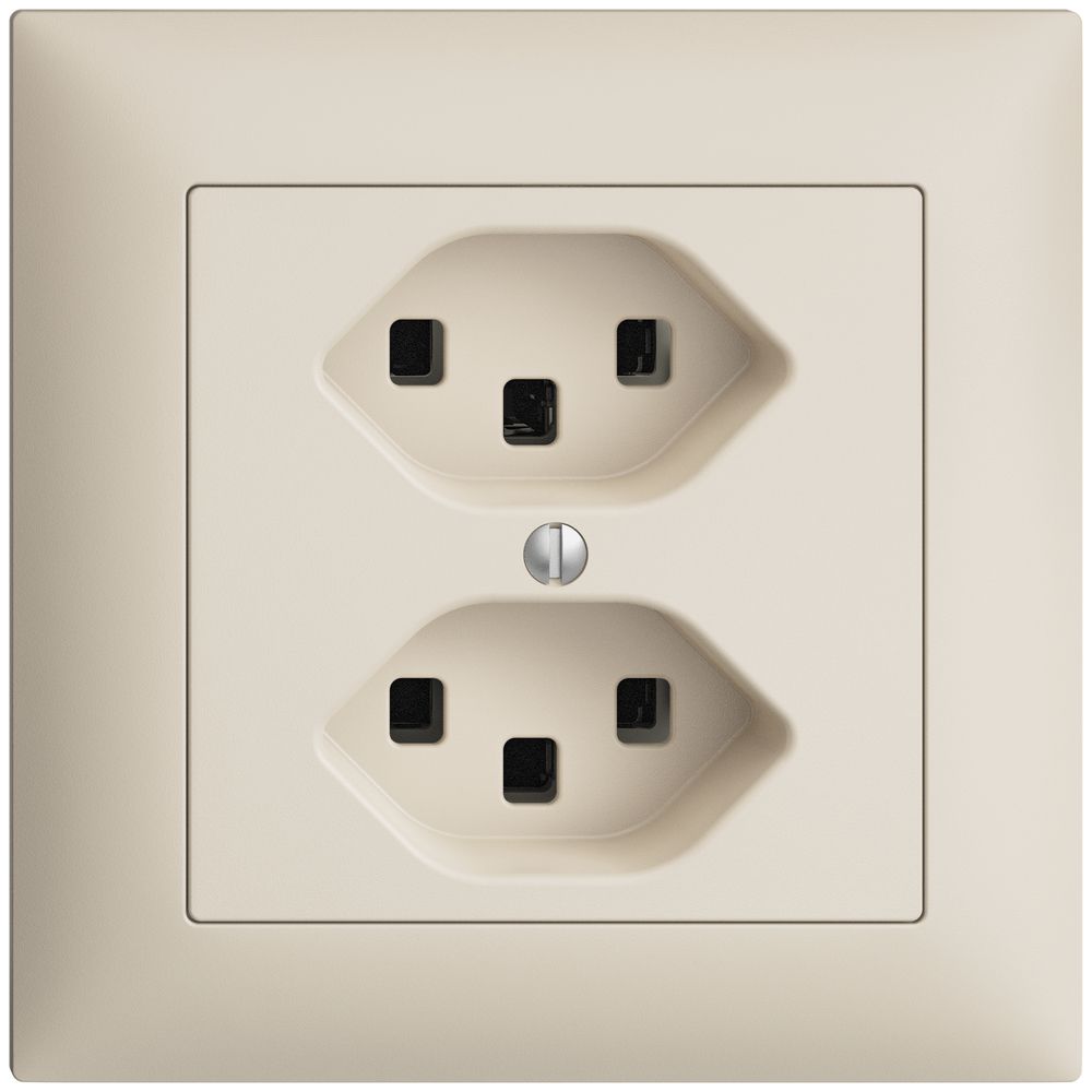 UP-Steckdose 2×T23 16A EDIZIOdue crema, mit Steckklemmen