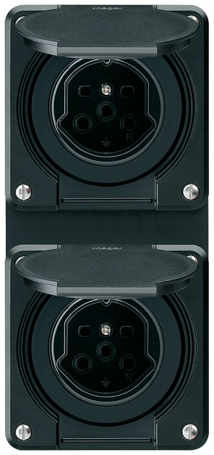 Combi INC 2×1 HA robusto 2×tipo 15 con morsetti a innesto con coperchio nero