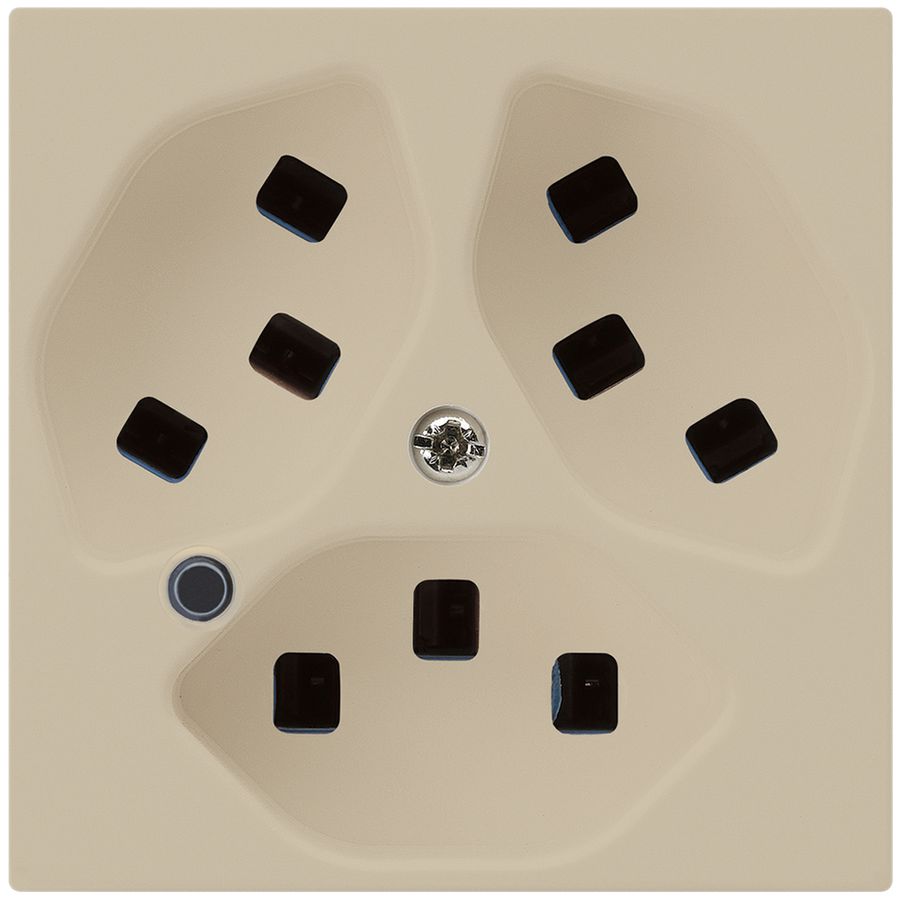 Steckdose Hager kallysto 3×T23 beleuchtet A beige