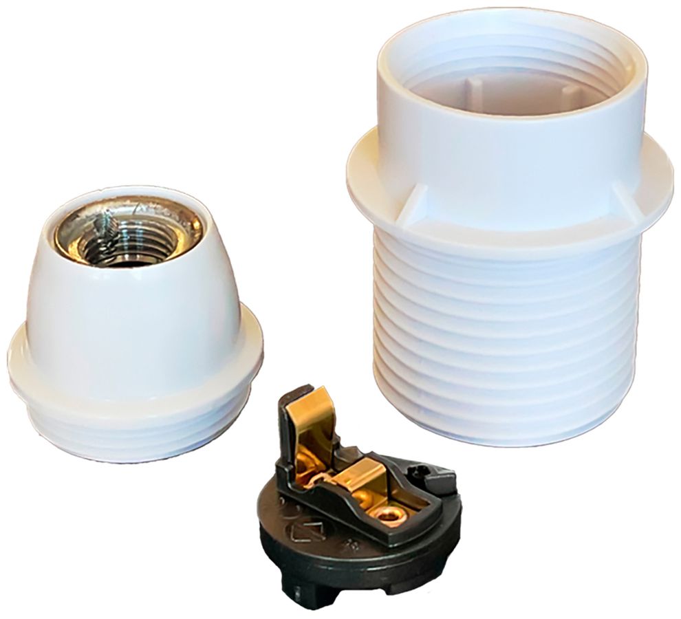 Fassung Elektrogros E14 Thermoplast mit Anschlag weiss