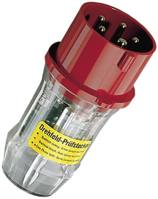 Prüfstecker CEE 16A 5P 6h 400V rot Drehfeldkontrolle