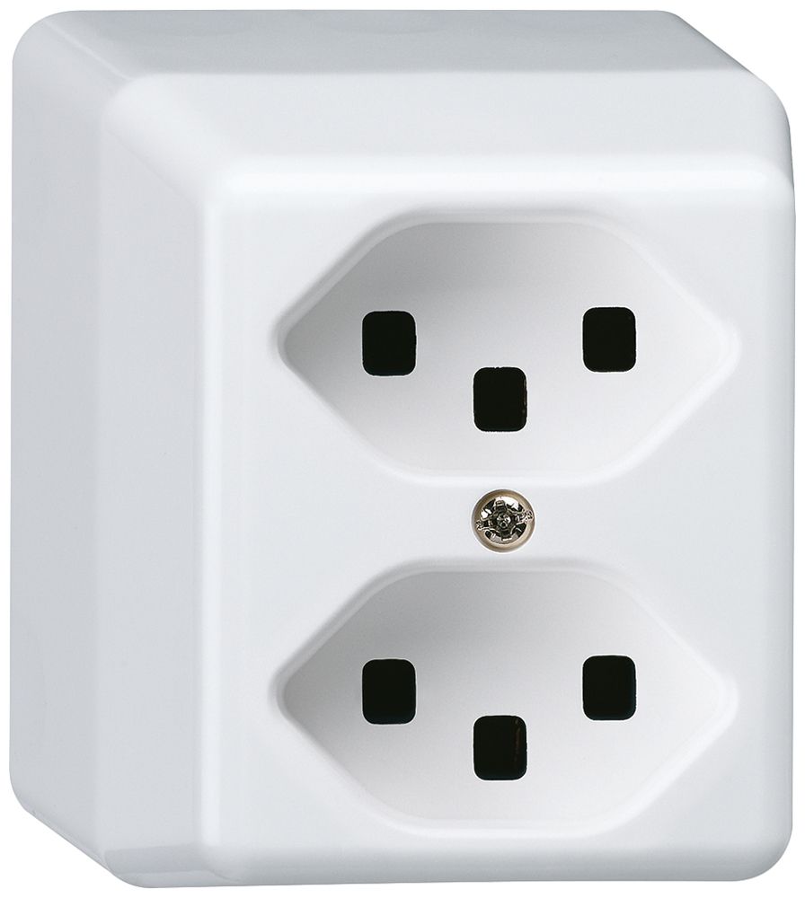 Presa AP basico 2×tipo 23 bianco per BOMI