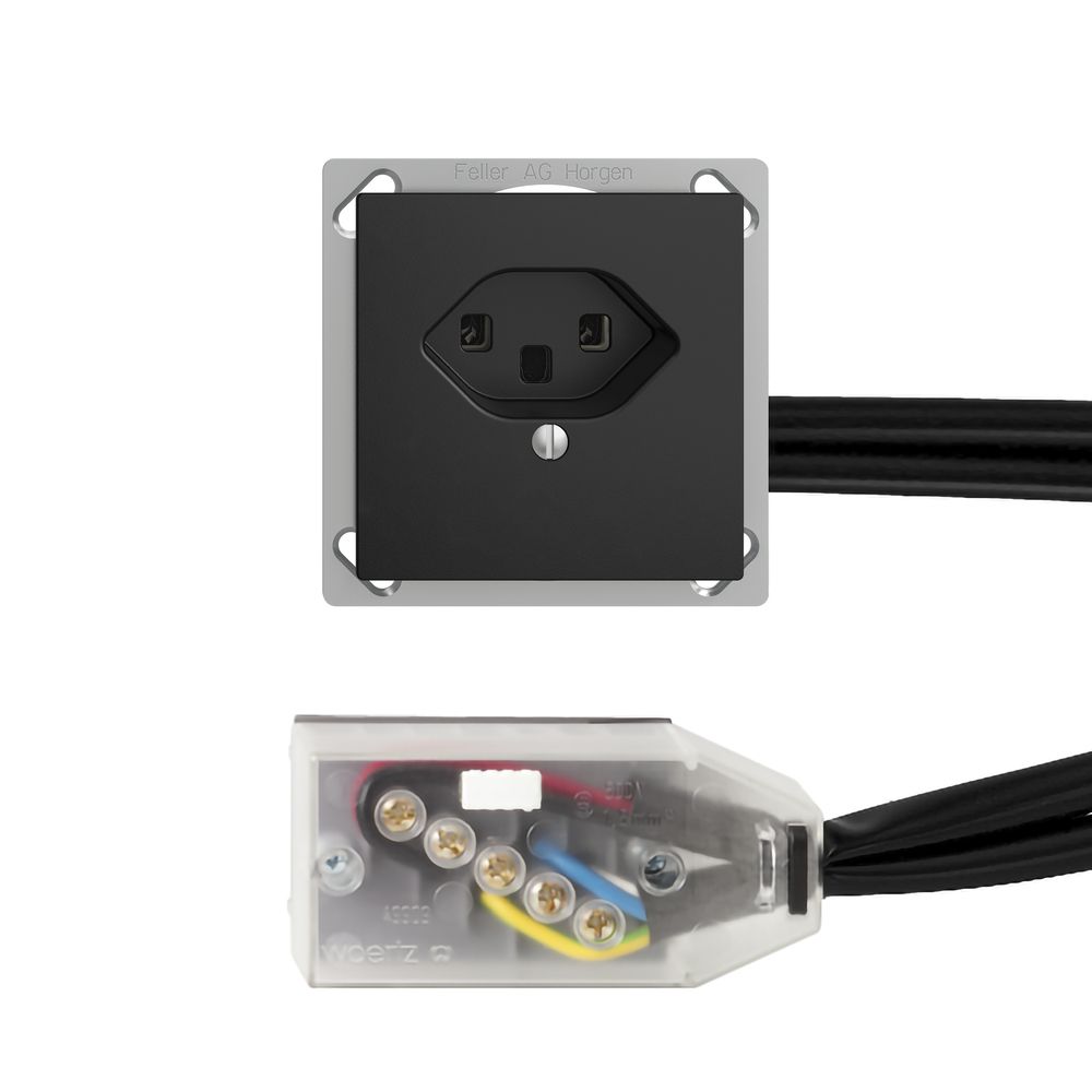 EB-Steckdose EDIZIOdue T23 L2 schwarz für Flachkabel Technofil