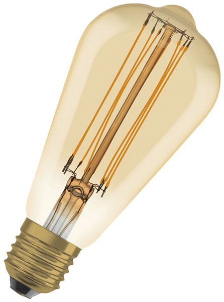 Lampada LED LEDVANCE Vintage Edison E27 5.8W 470lm 2200K REG Ø64×140mm chiaro or