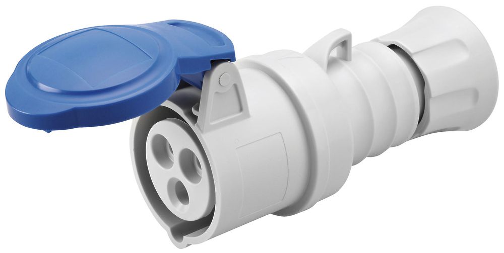 Prise mobile CEE GEWISS 16A IP44/54 3P 6h 250V bornes à vis Ø57×148mm bleu