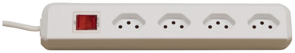 Prise multiple cleverLINE interrupteur 4×T13 90° H05VV-F 3×1mm² 1.5m blanc