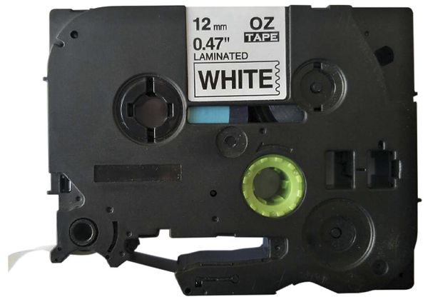 Cassette ruban compatible avec OZE-231, 12mm×8m, blanc/noir