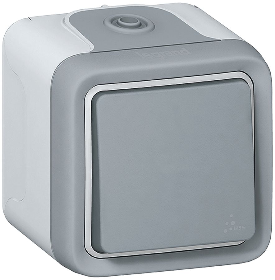 AP-Wippschalter PLEXO 3/1L grau