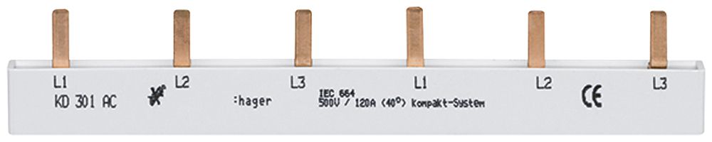 Kammschiene Hager 1P 3L Stift weiss