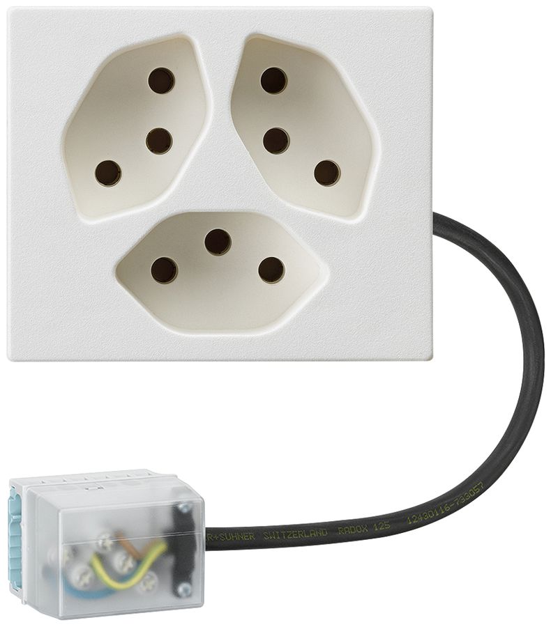 Prise INC FLF 3×type 13 L1 blanc pour câble plat Ecobus power