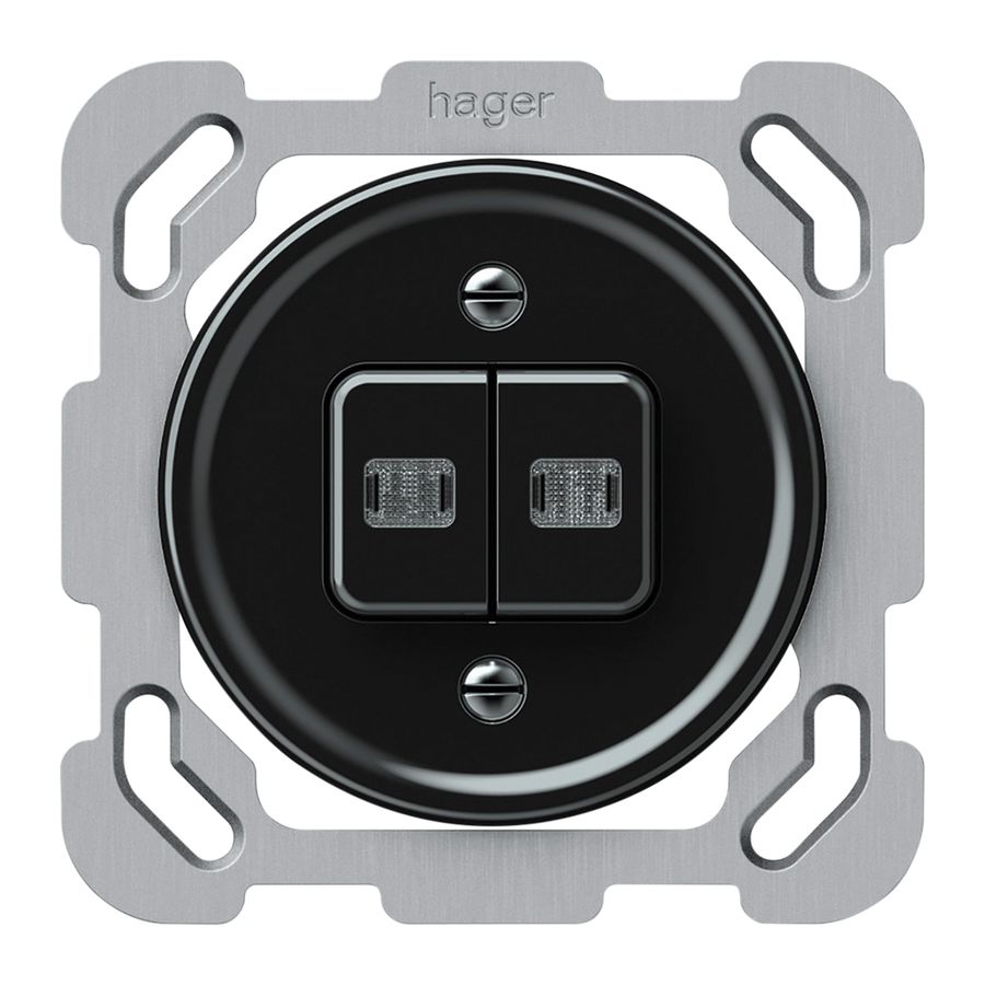 UP-Leuchtdrucktaster origin 2×Tasten 2×bel.2CO 1P 0<1 10A 230V 77×77mm schwarz