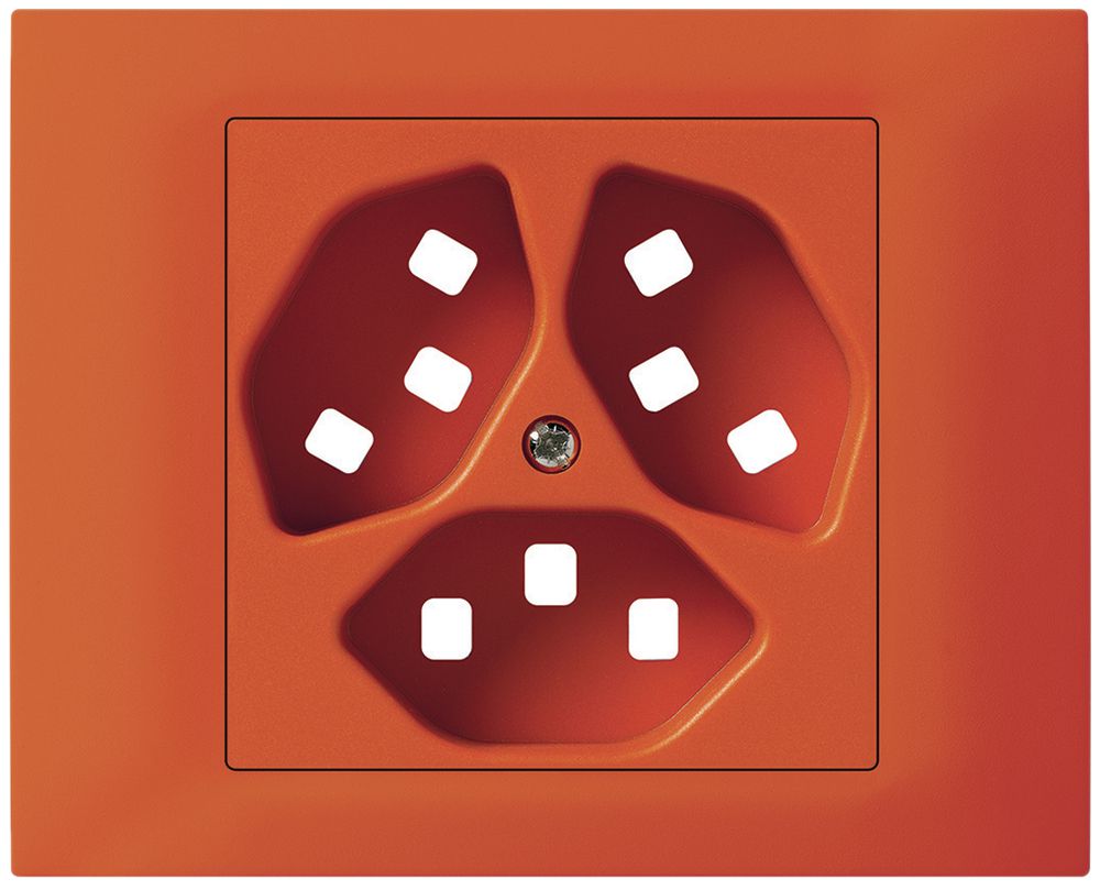 EB-Frontset kallysto f.Einbausteckdose G3 3×T23 Abdeckrahmen schraubbar orange
