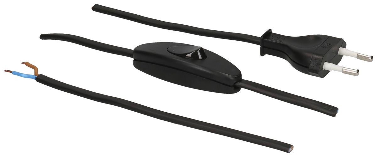 Anschlusskabel MH PVC 2.5A 230V 2×0.75mm² Typ 26-frei mit Schalter 2m sz