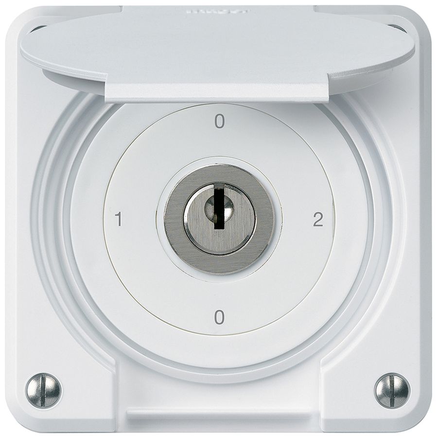 Interrupteur à clé ENC robusto IP55 avec clapet S2/1P blanc