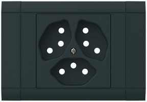 EB-Frontset kallysto für Einbausteckdose 3×Typ 13 Abdeckrahmen steckbar schwarz