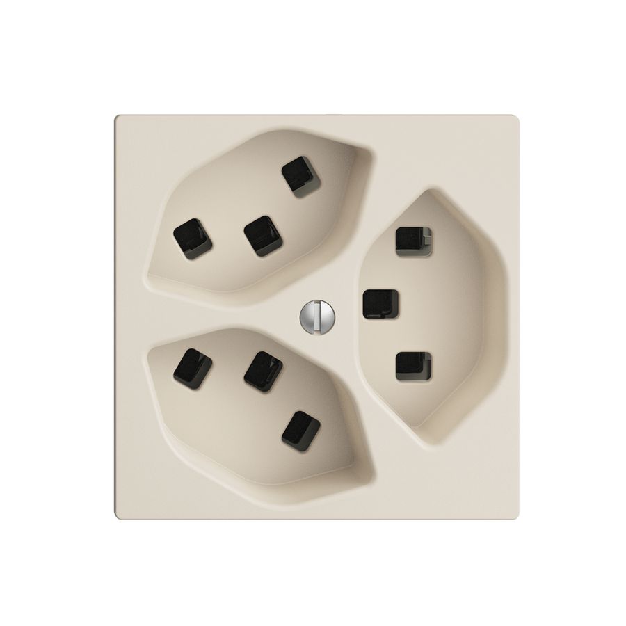 Steckdose EDIZIOdue 3×T23 crema, 16A, mit Steckklemmen