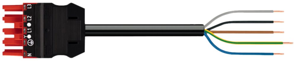 Câble de raccordement WAGO 5×1.5mm² 16A 400V 3m cod.P prise-libre rouge