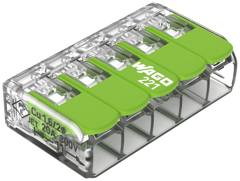 Borne pour boîte WAGO 221-425 avec levier en box 25×5L 0.2…4mm² 32A 450V vt