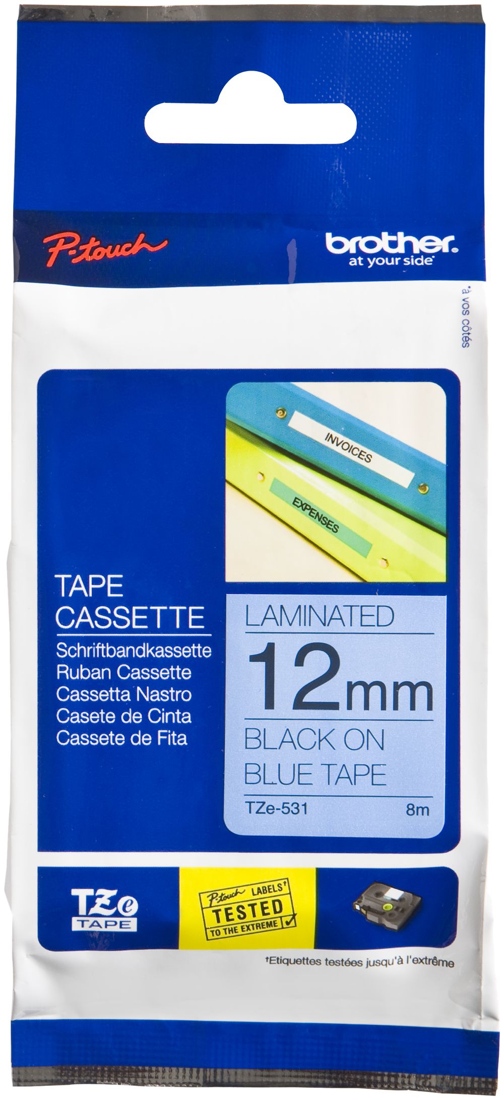 Cassetta nastro Brother TZe-531 12mm×8m, blu/nero