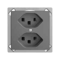 EB-Steckdose 2×T23 16A EDIZIOdue dunkelgrau, mit Steckklemmen